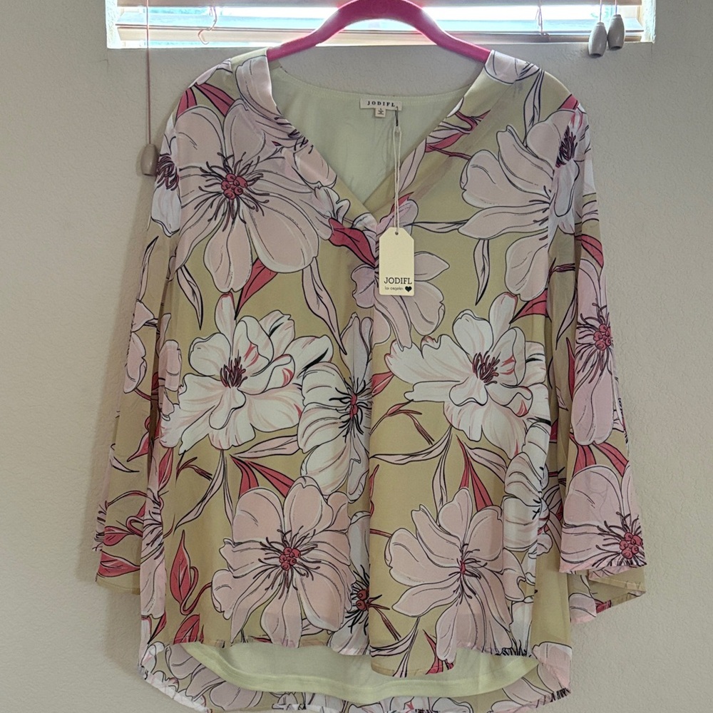 JODIFL Floral Blouse - Pink and Cream